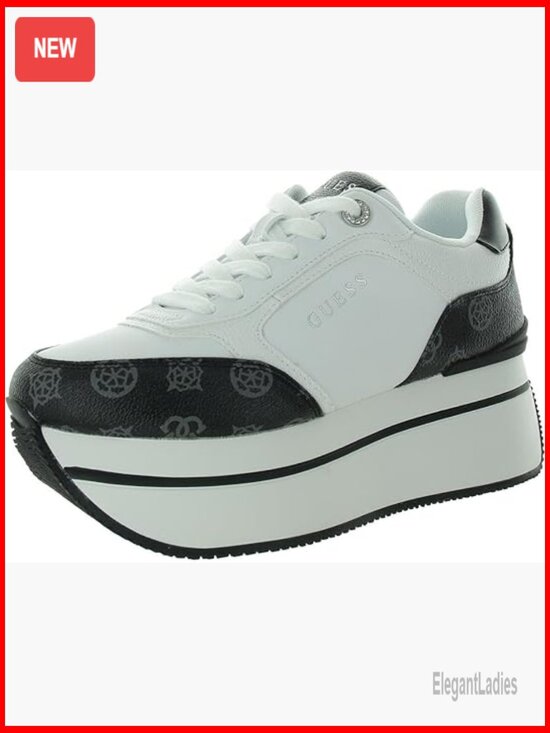 Shoes - Platform Lace-Up Fashion Sneakers with Chunky Heel